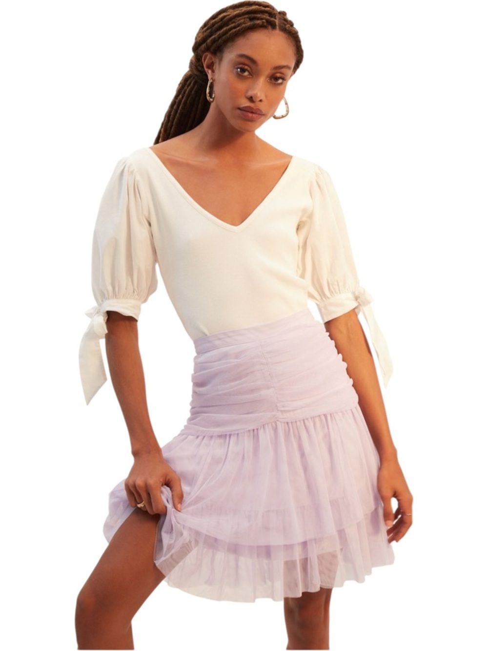 Anthropologie Maeve Lilac Tiered Tulle Mini Skirt